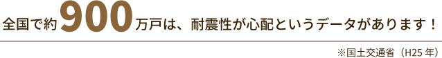 全国で約900万戸は、耐震性が心配というデータがあります！